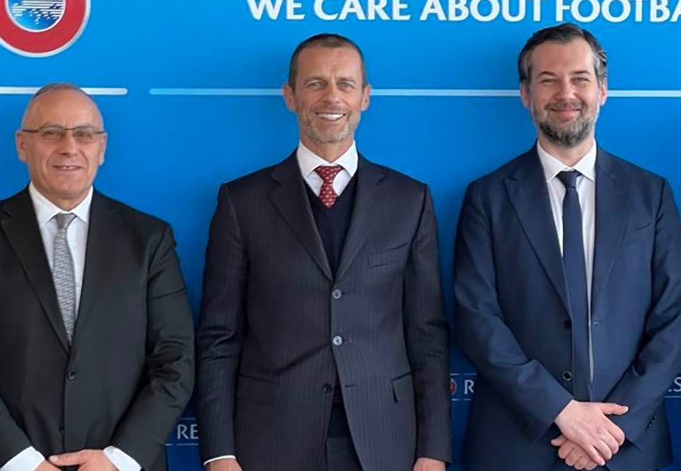 Agim Ademi dhe ministri Çeku u pritën nga presidenti i UEFA-s, Çeferin