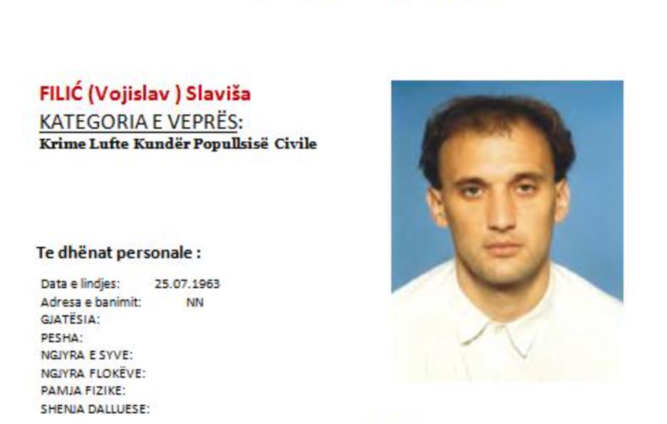 Policia u kërkon ndihmë qytetarëve për gjetjen e Filiq Slavisa, i akuzuar për krime lufte
