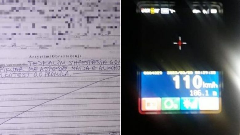 Po voziste veturën 110 km/h në rrugën Mitrovicë-Prishtinë, shoferi dënohet me 500 euro dhe i ndalohet vozitja për një vit