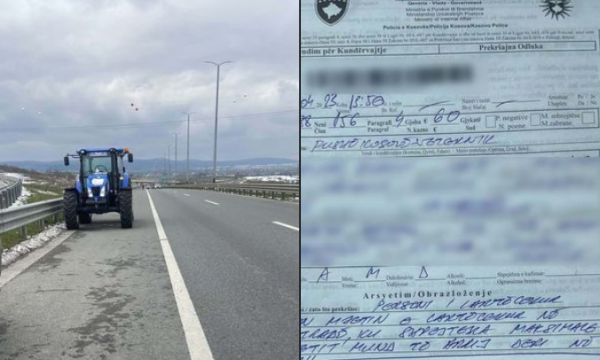 Po ngiste traktorin në autostradë, policia e gjobit shoferin me 60 euro