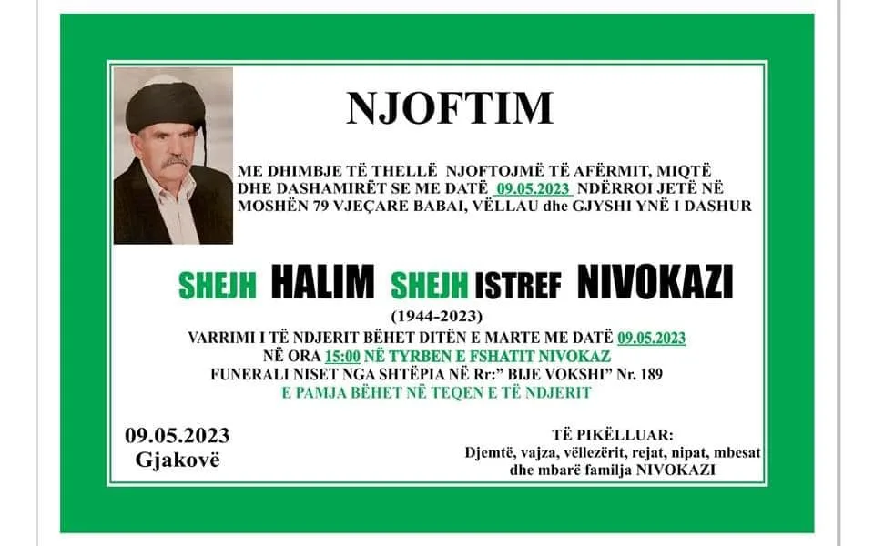 Vdes Shejh Halim Shejh Istref Nivokazi nga Gjakova