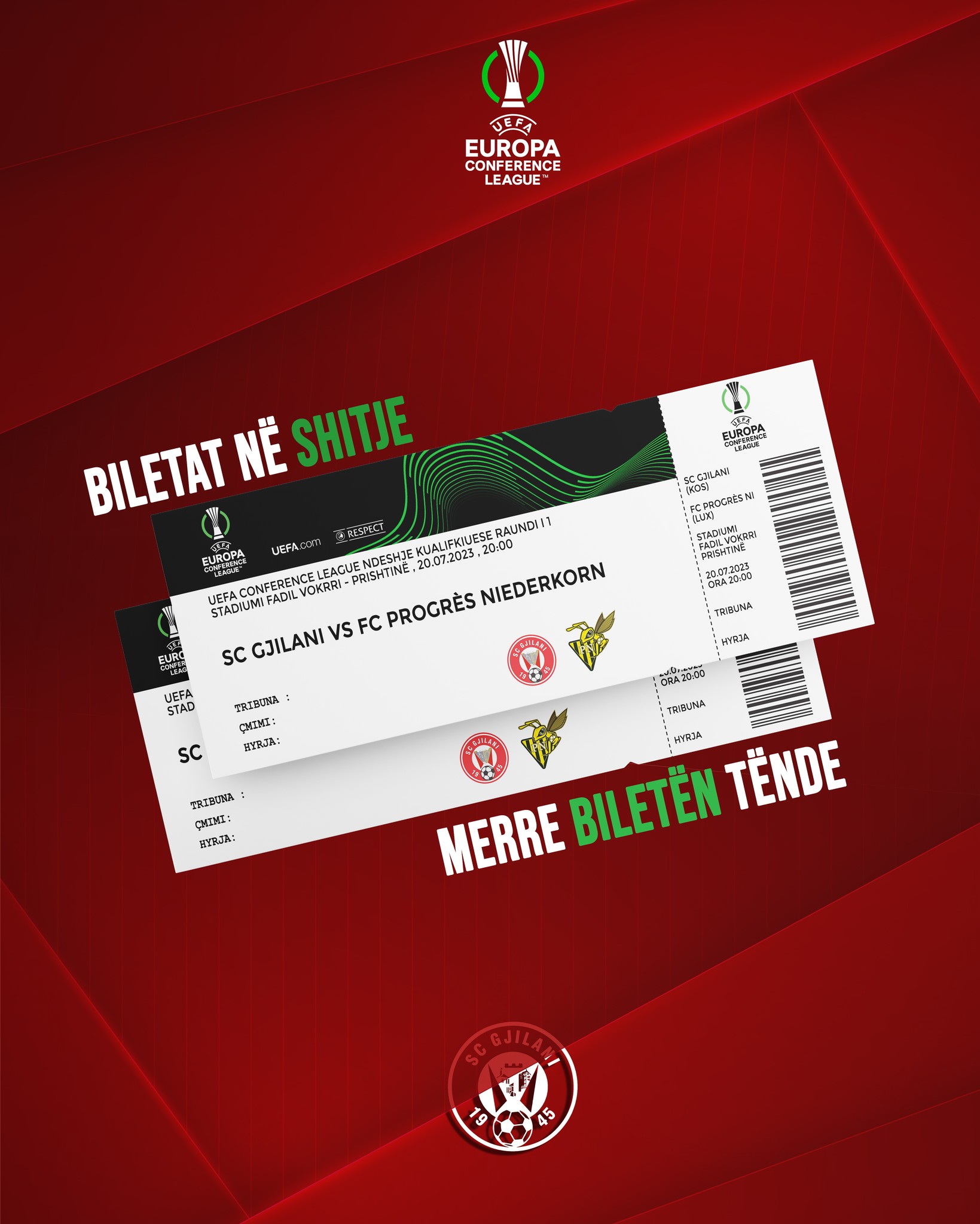 Fillon shitja e biletave për ndeshjen e kthimit SC Gjilani – Progres Niederkorn
