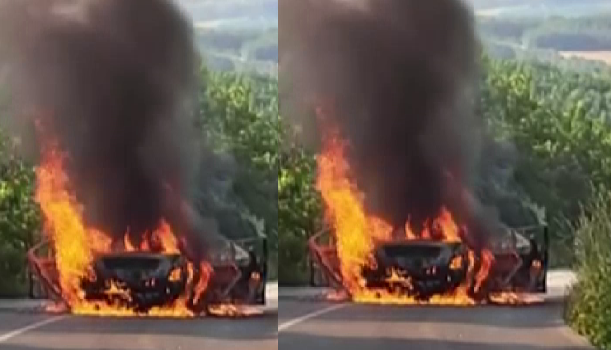 Digjet një veturë në Sharban të Prishtinës (VIDEO)