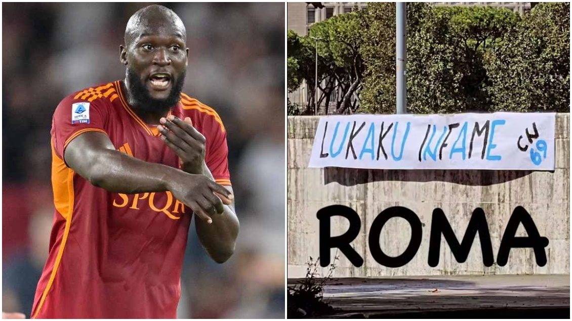 Tifozët e Interit e ofendojnë Lukakun duke i vendosur një pankartë në Romë