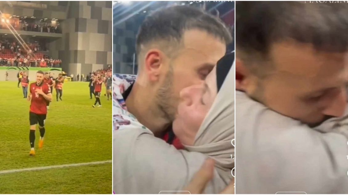 Ku ka më mirë se suksesin t’ia dedikosh nënës? Ardian Ismajli vrapon dhe përqafon nënën e tij pas fitores së Shqipërisë