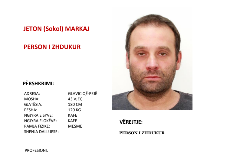 Gjendet pa shenja jete Jeton Sokol Markaj, personi që dje kërkohej nga Policia