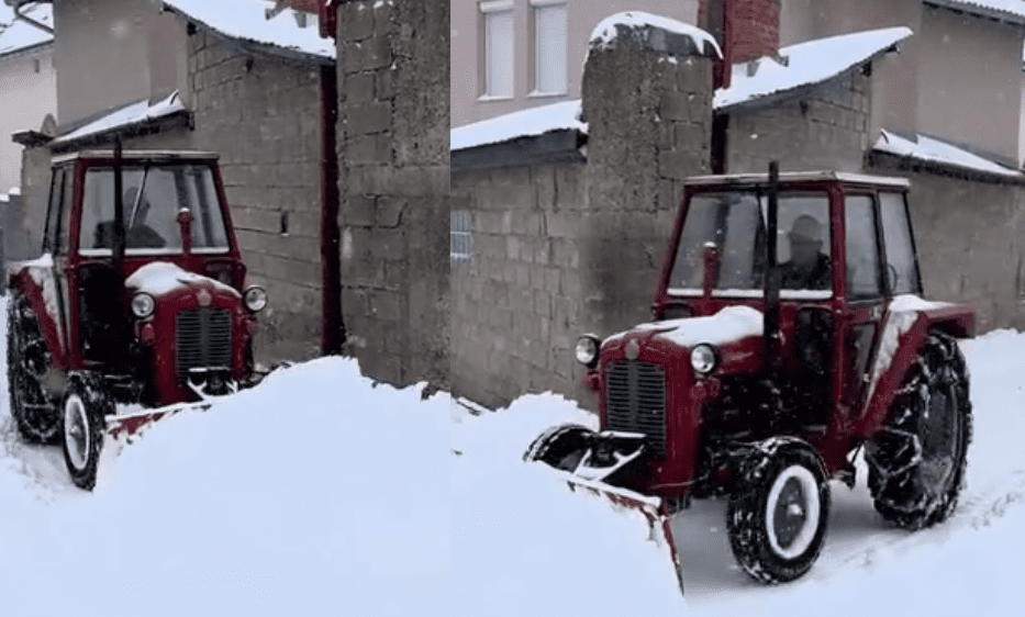 71 vjeçari nga Opoja, me traktor pastron rrugët e fshatit të mbuluara nga bora