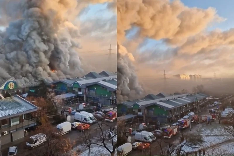 Zjarr i madh në Beograd, digjet një qendër tregtare