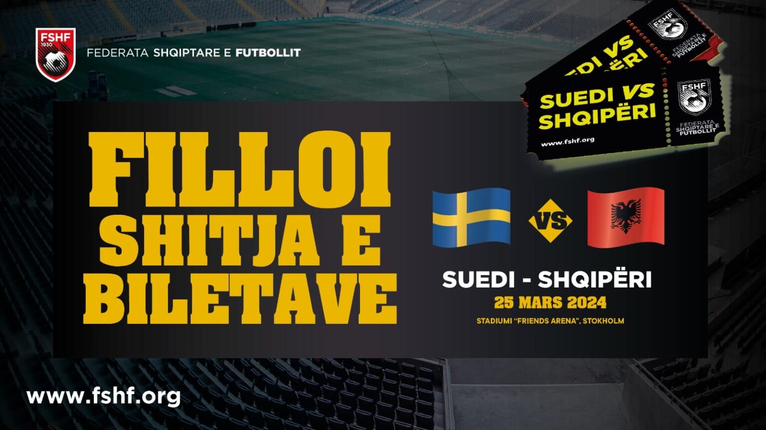 Dalin në shitje biletat e miqësores Suedi – Shqipëri