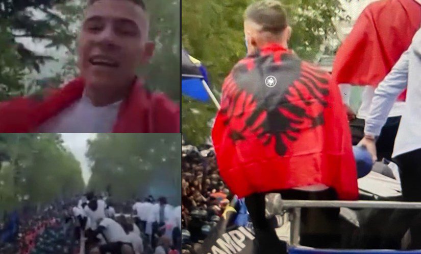 Me flamurin kuqezi e zi, Kristjan Asllani feston me shokët dhe tifozët e Interit titullin kampion