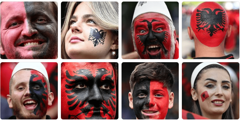 Tifozët mbulojnë fytyrën “Kuq e Zi”, UEFA publikon fotot