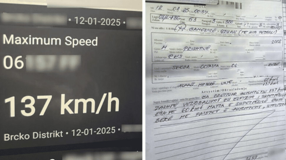 Voziti 137 km/h në zonën 60 km/h, gjilanasit i merret leja për tre muaj dhe gjobitet me 300 euro