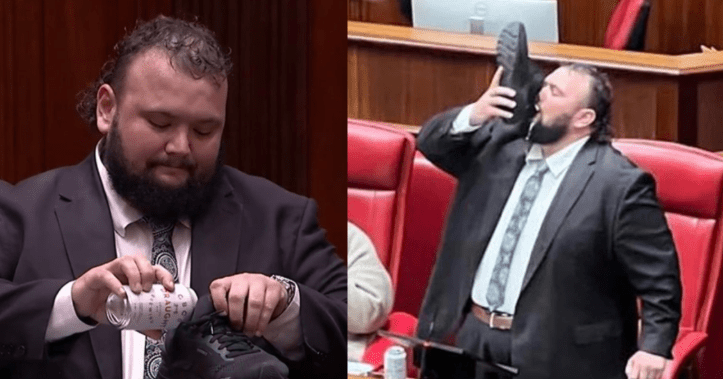 Politikani australian pi birrë nga këpuca – Fund i pazakontë karriere