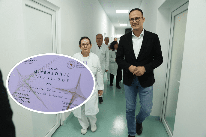 Qendra e Transfuzionit të Gjakut mirënjohje për Kryetarin e Gjilanit, Alban Hyseni