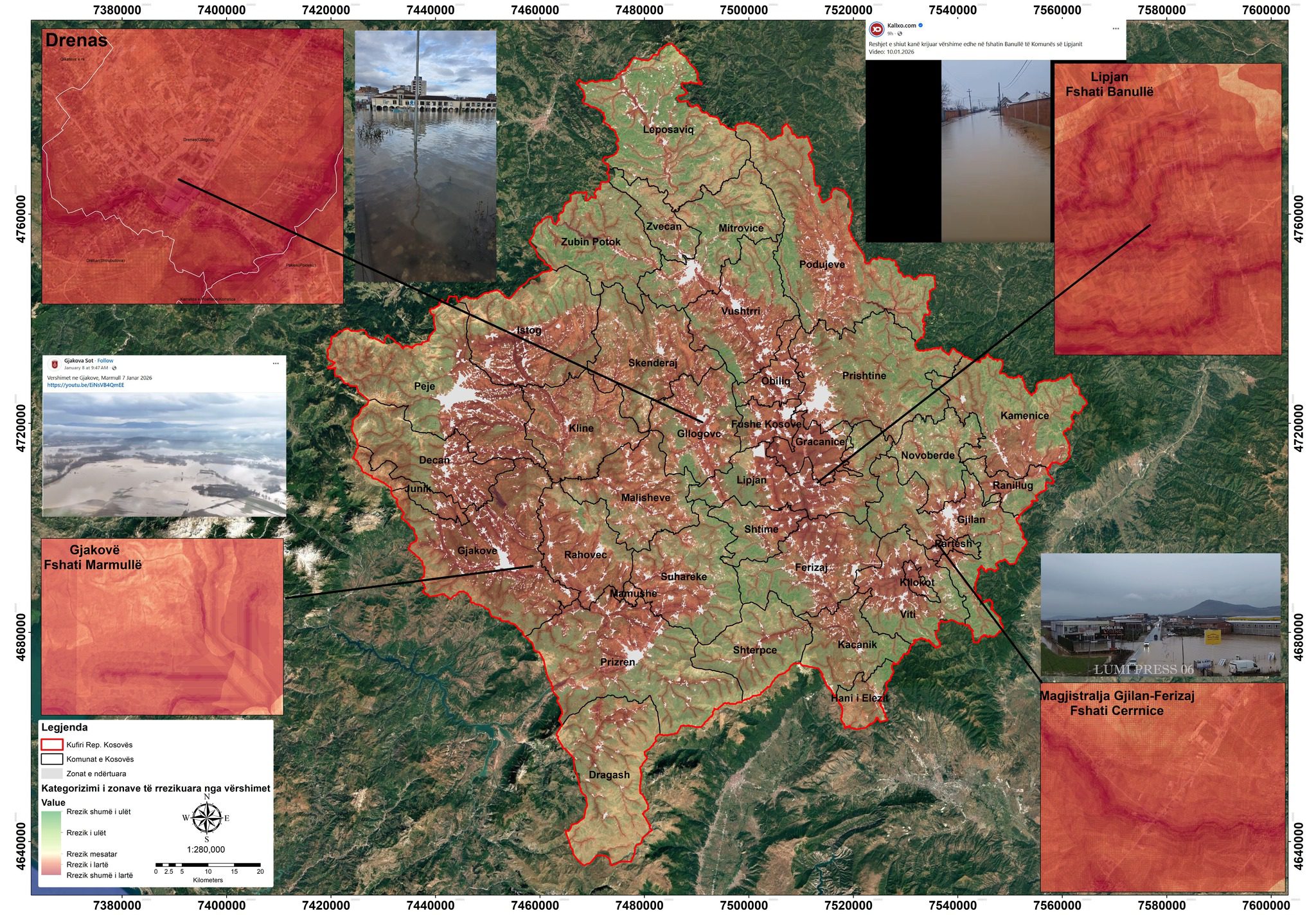Rexha: Harta shkencore identifikon zonat më të rrezikuara nga përmbytjet në Kosovë