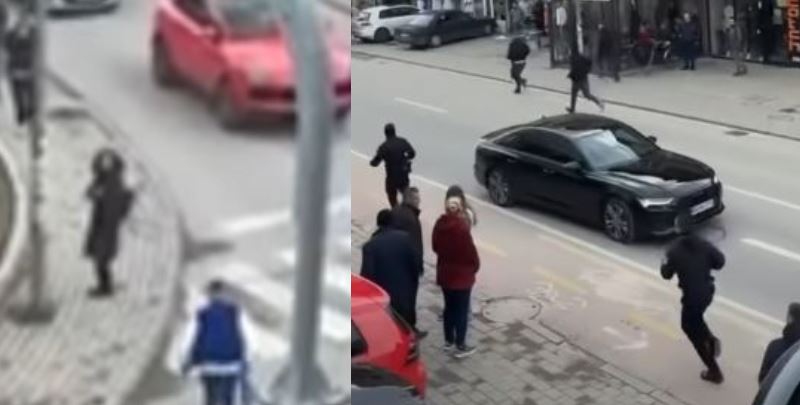 Pamje kur Policia e ndjek të riun që gjuajti me kallashnikov në Podujevë