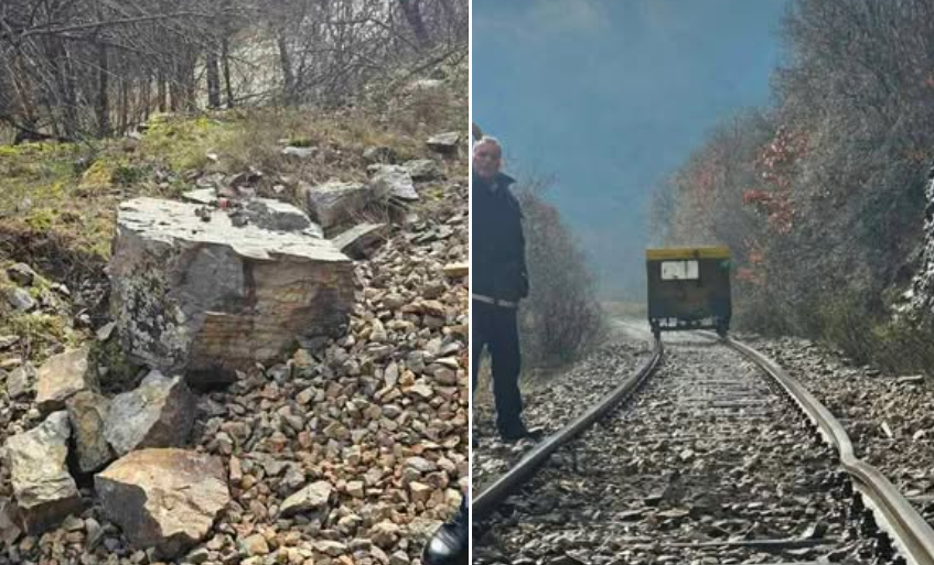 Dëmtohen binarët hekurudhor në relacionin Klinë-Prishtinë nga shembja e gurëve
