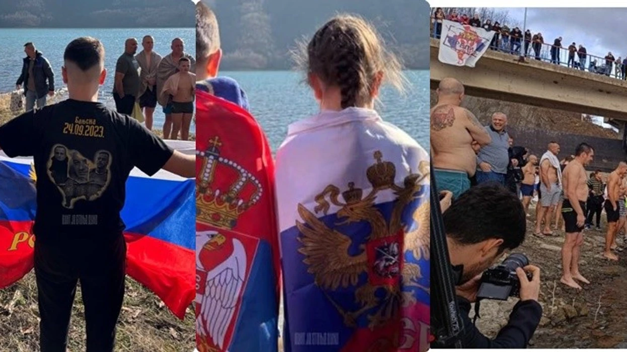 Simbole provokuese ruse dhe serbe në shënimin e Bogojavlenjes në Liqenin e Ujmanit