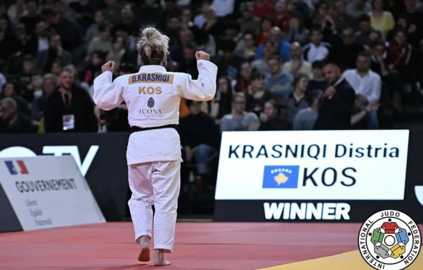 Distria Krasniqi triumfon në Paris, fiton medaljen e artë në Grand Slam