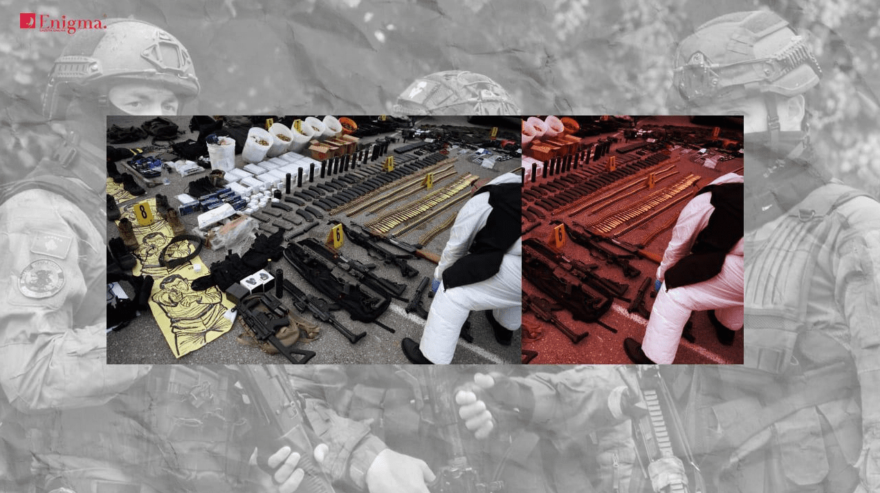 Municion e pajisje ushtarake me emblemë të Serbisë, gjenden në Leposaviq