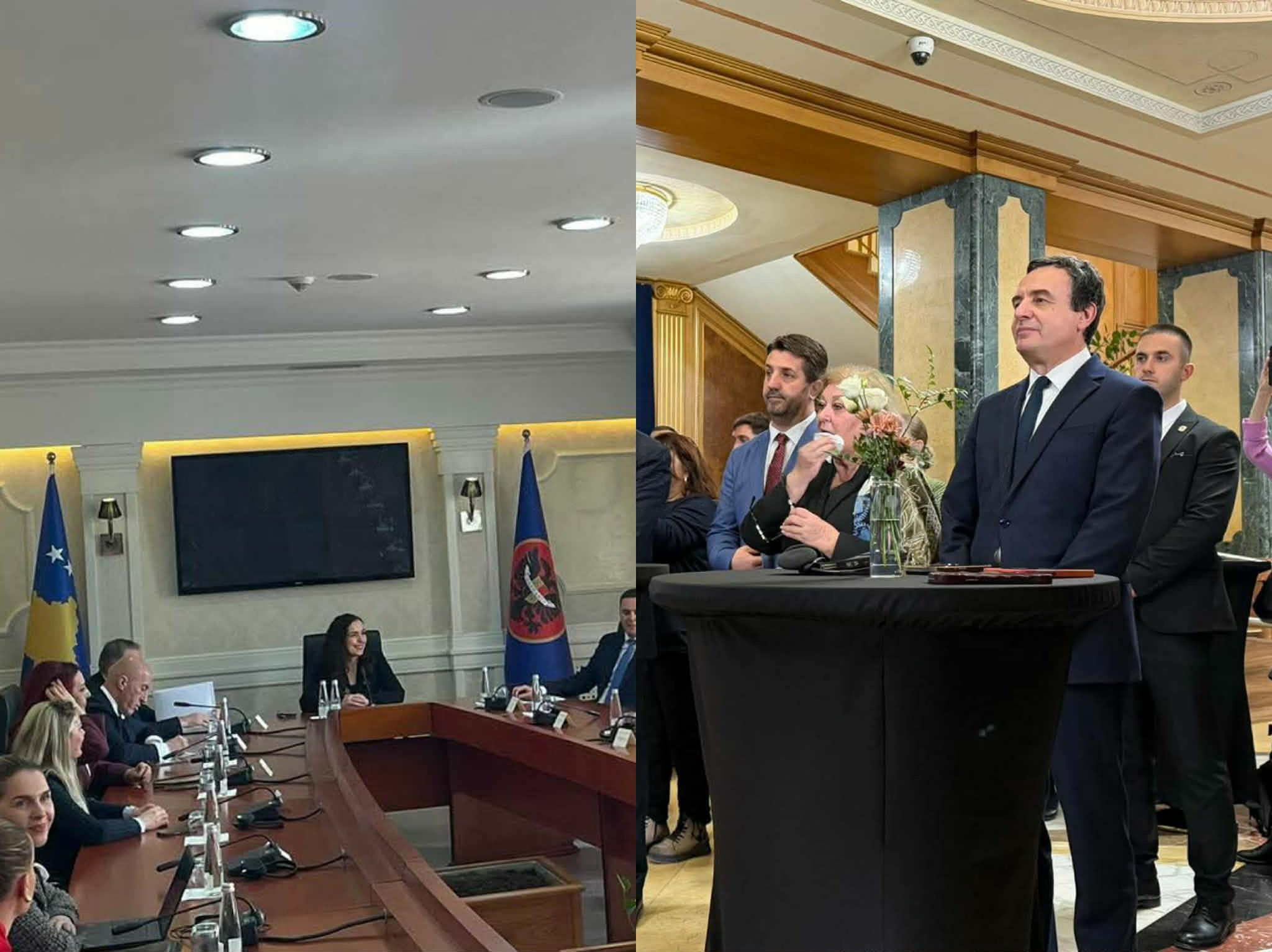 Osmani me liderët e partive para takimit, Kurti në holl të Kuvendit te ekspozita