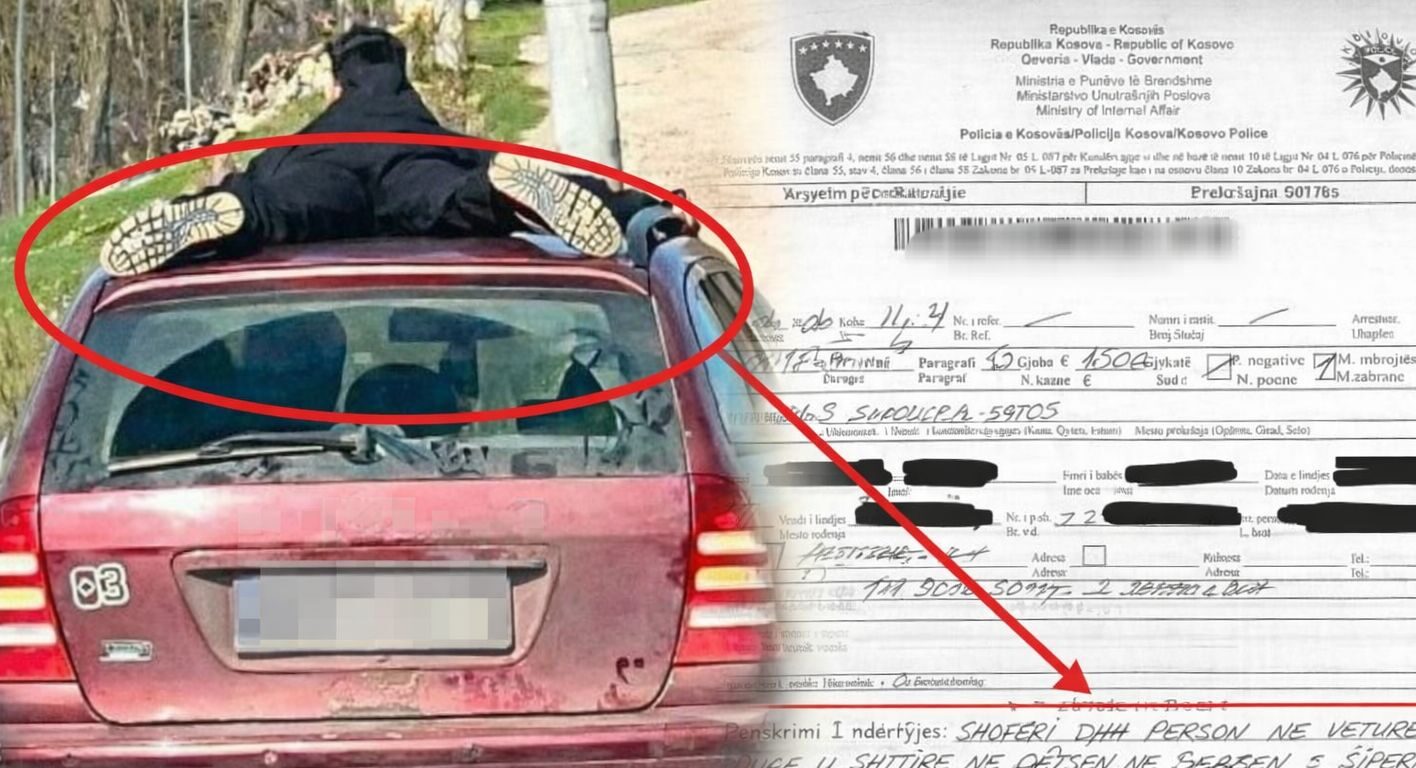 Kishte hipur sipër veturës një person, gjobitet me 150 euro shoferi në Istog