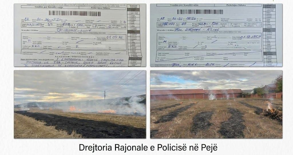 Dy zjarre brenda 35 minutave në Klinë, Policia identifikon përgjegjësit – gjobiten me nga 500 euro