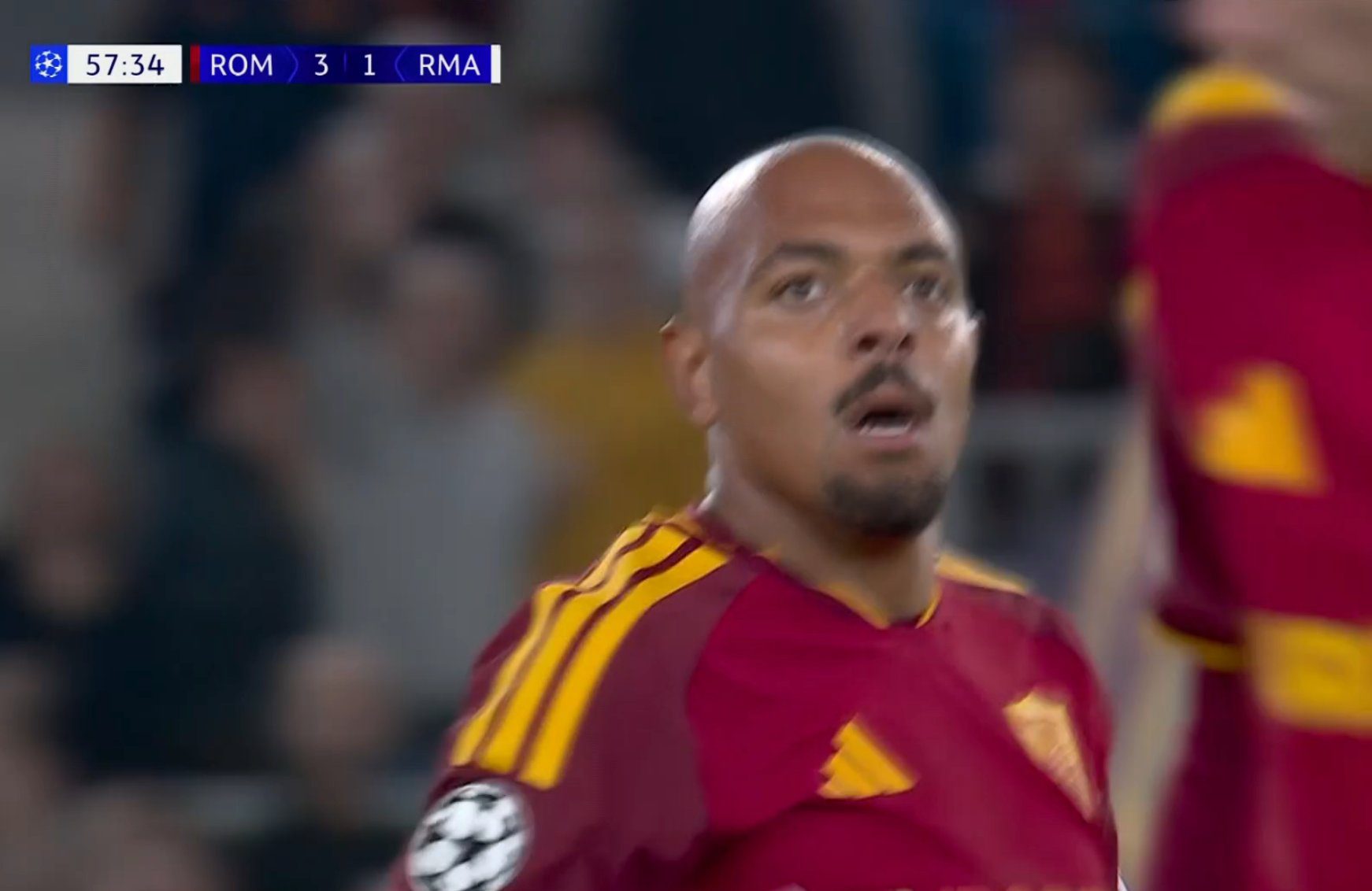 Roma fantastike sonte, Malen realizon edhe golin e tretë ndaj Realit